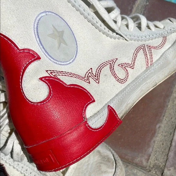 Converse Chucks Taylor Sasha High-Top Sneakers with Red Flame Western Design - Picture 6 of 15